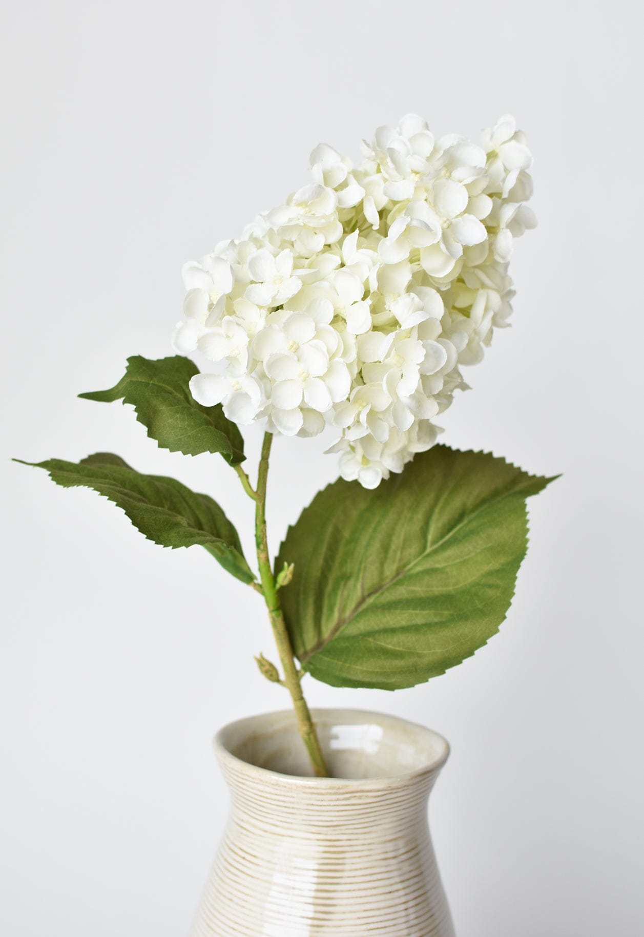 28" Faux Cone Hydrangea Stem White