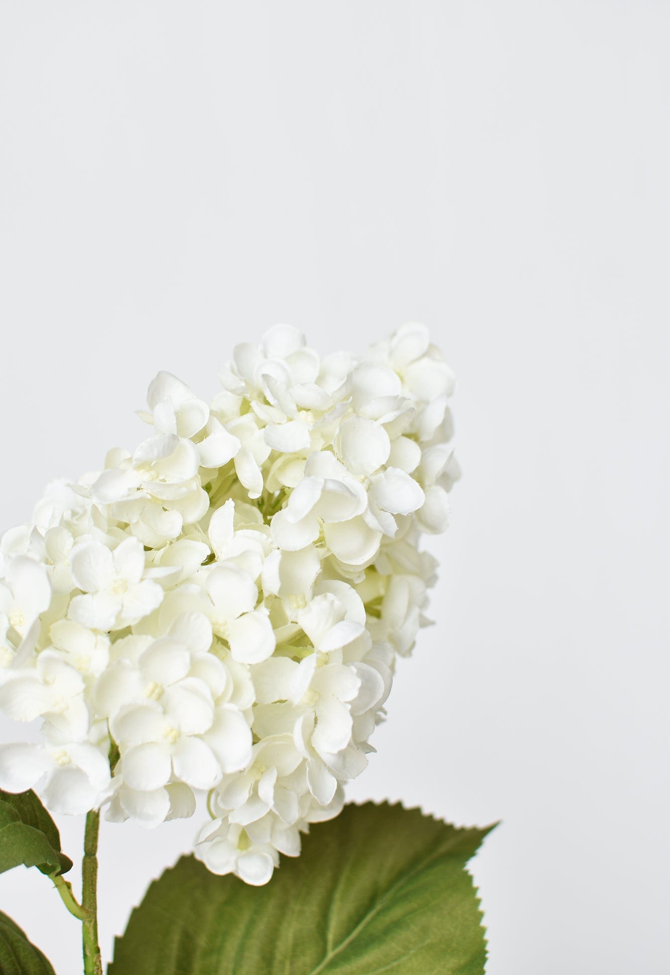 28" Faux Cone Hydrangea Stem White